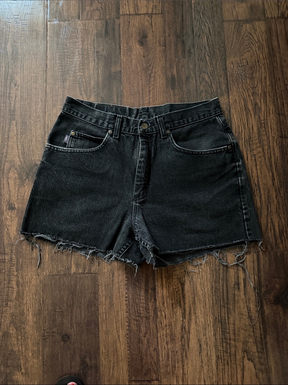 Riders by Lee Washed Black Frayed Hem Denim Shorts